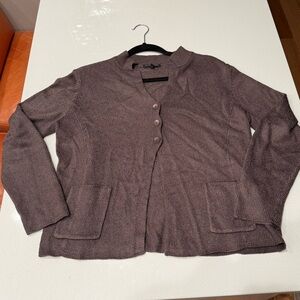 Eileen Fisher Taupe Knit Sweater- 54% silk- Petite Large